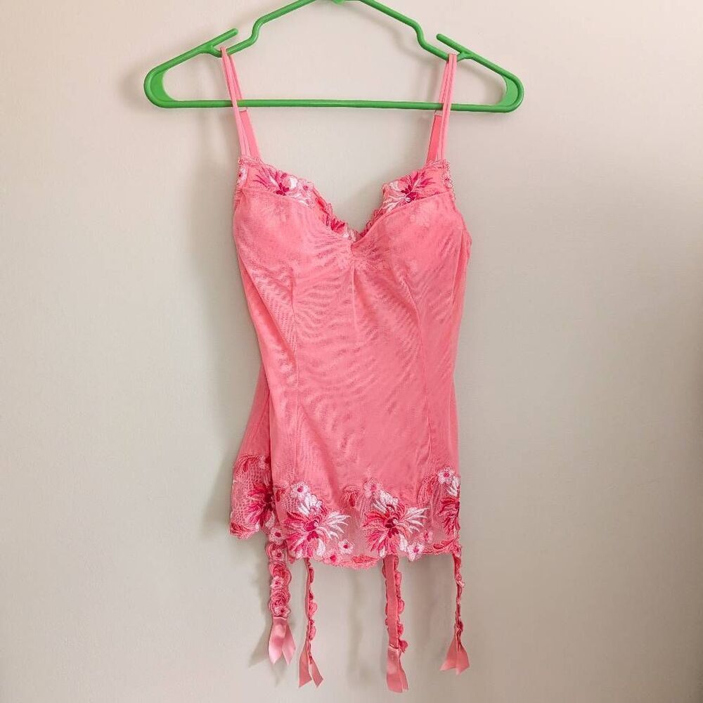 NWT La Senza Pink Floral Bustier Chemise Lingerie